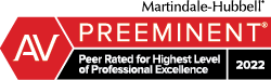Martindale-Hubbell | AV Preeminent | Peer Rated for Highest Level of Professional Excellence 2022